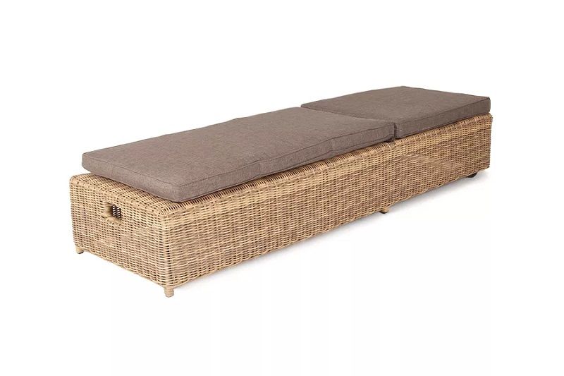 Шезлонг Рим 4SIS из искусственного ротанга, цвет соломенный с подушкой фото 2