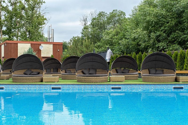 Плетеная кровать круглая Стильяно 4SIS из искусственного ротанга, цвет соломенный фото 6