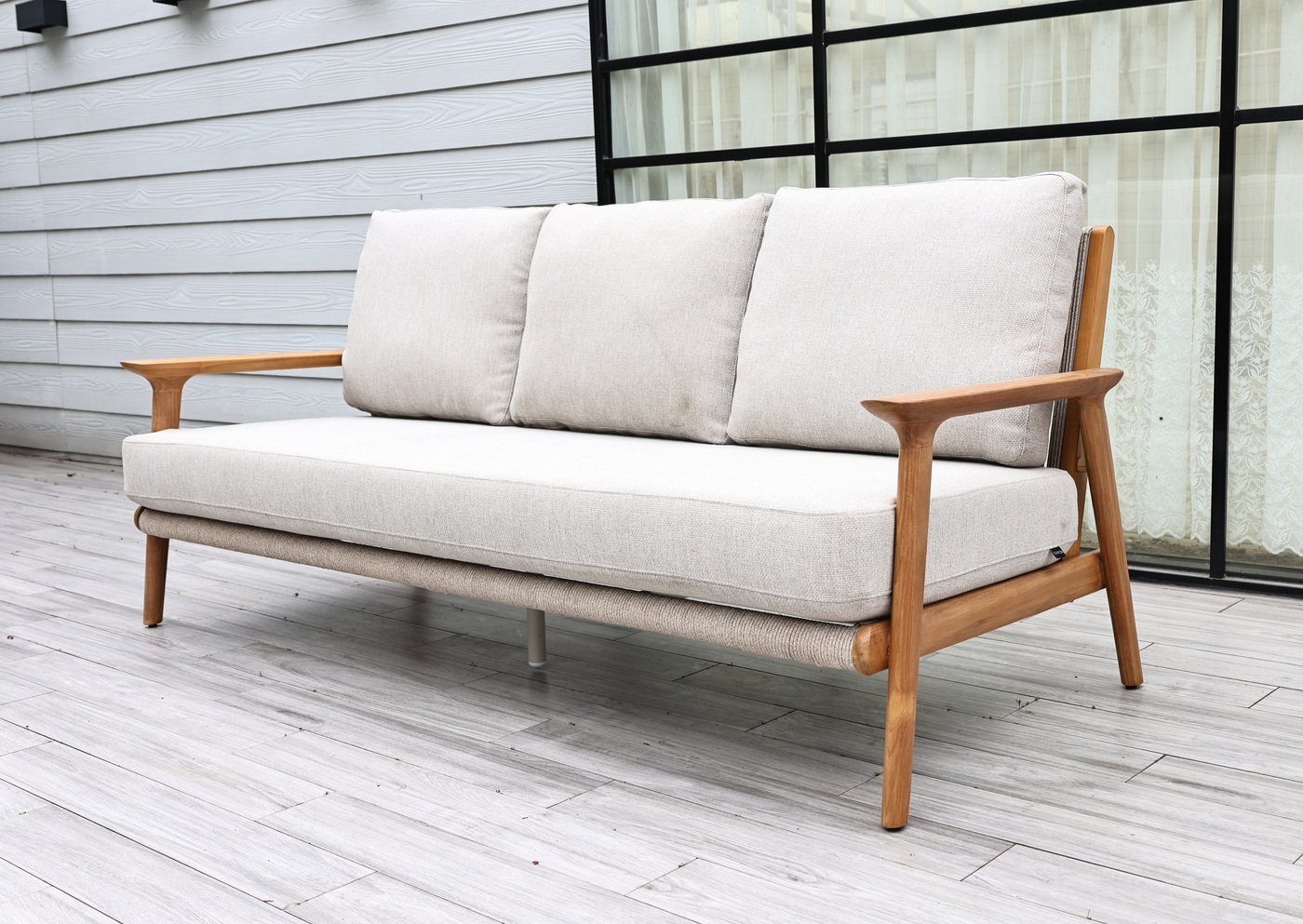 Копенгаген лаунж-зона 5-местная плетеная из роупа, каркас тик, цвет бежевый фото 3