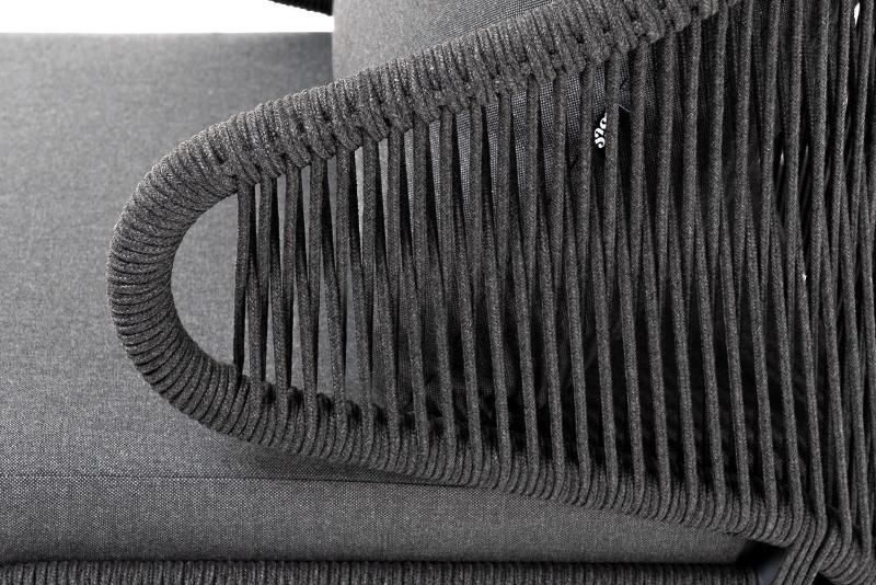 Лаунж-зона Милан 5-местная плетеная из роупа (веревки), каркас алюминиевый серый, роуп темно-серый фото 5