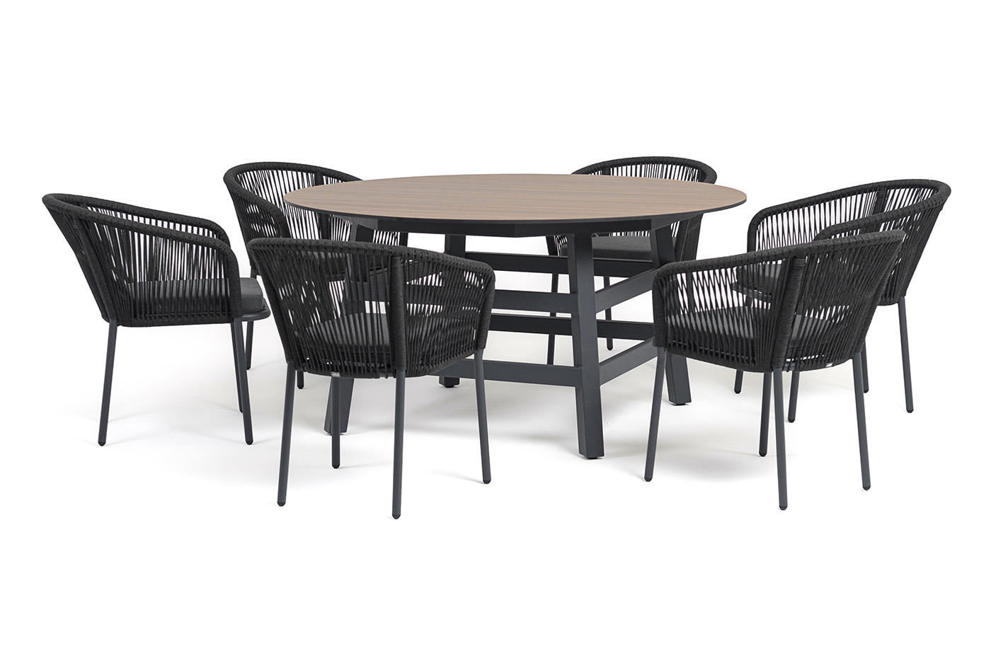 Рио обеденная группа на 6 персон, стол HPL дуб, цвет темно-серый фото 2