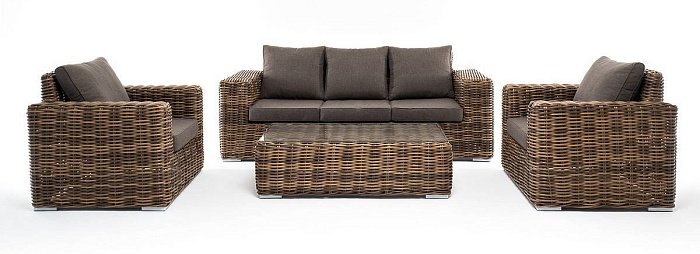 Лаунж-Зона Палермо 4SIS из искусственного ротанга, цвет соломенный фото 2