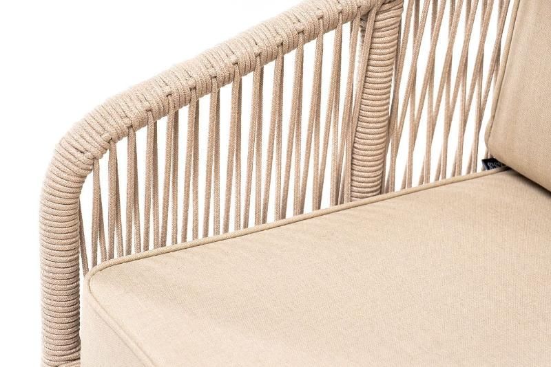 Кресло Канны 4SIS из роупа (веревки), основание дуб, цвет бежевый фото 5