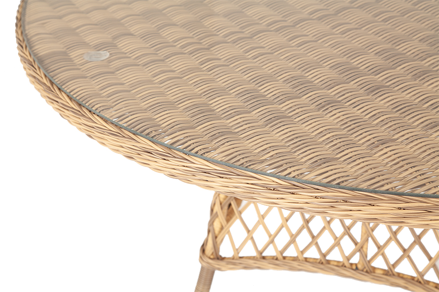 Эспрессо плетеный круглый стол, диаметр 150 см, цвет соломенный фото 3