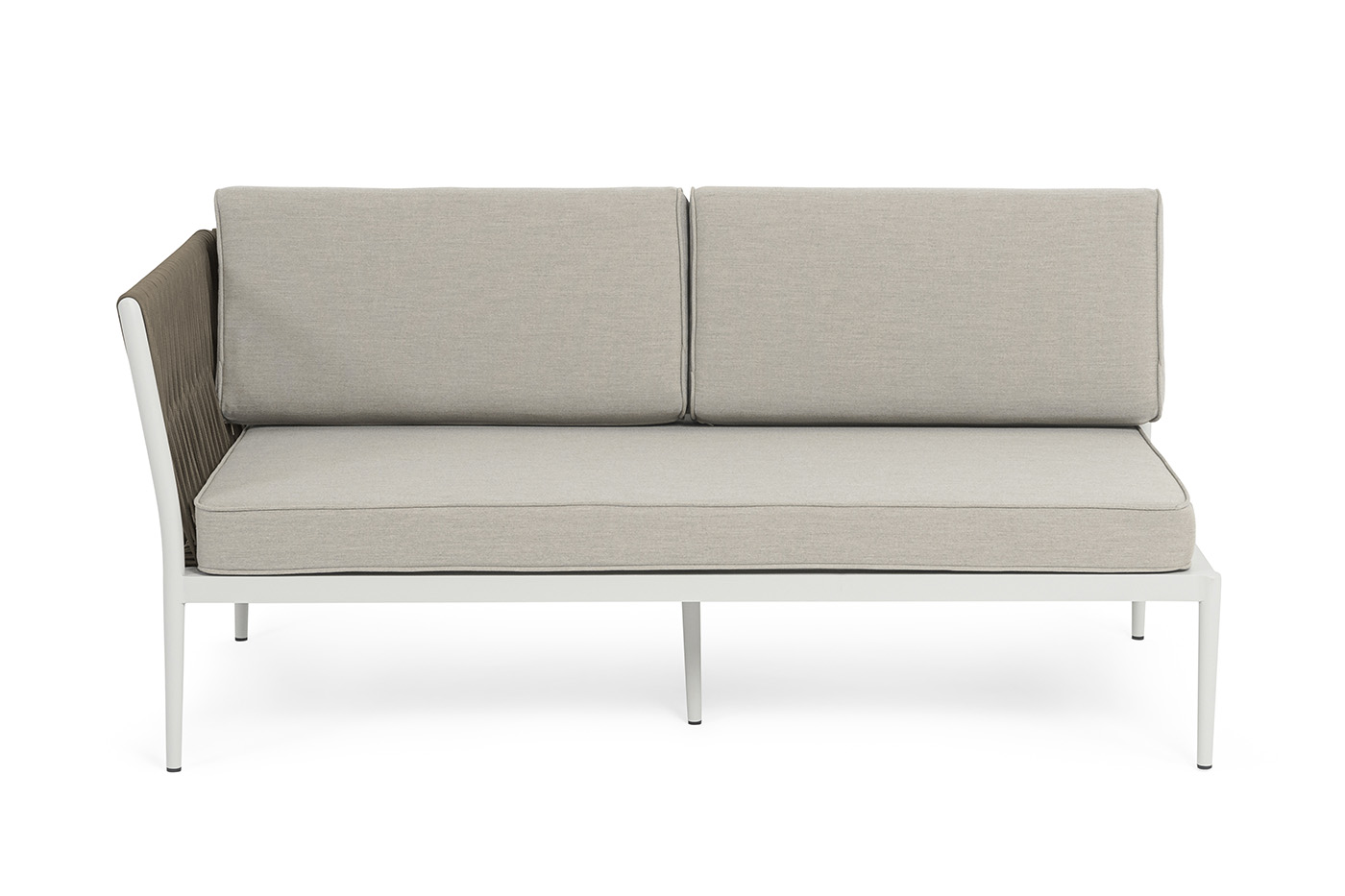 Касабланка правый модуль плетеный из роупа, каркас алюминий светло-серый (RAL7035) муар, роуп серо-коричневый 23мм, ткань бежевая 15052 фото 2