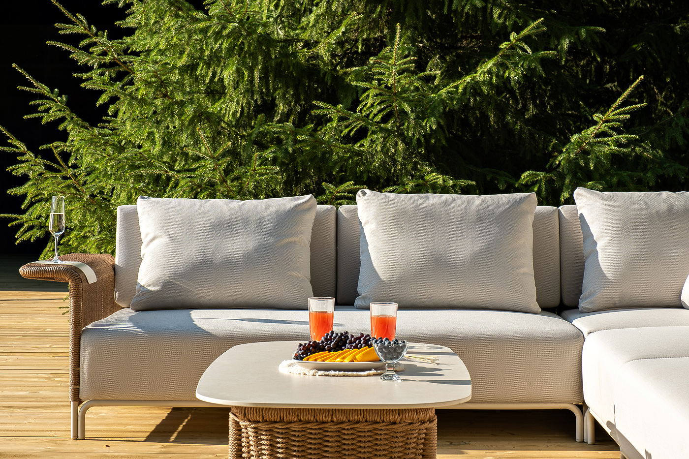 Мальдивы трансформирующаяся лаунж-зона из искусственного ротанга, цвет соломенный фото 7