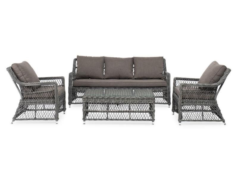 Лаунж-зона Гранд Латте 4SIS из искусственного ротанга, цвет графит фото 2