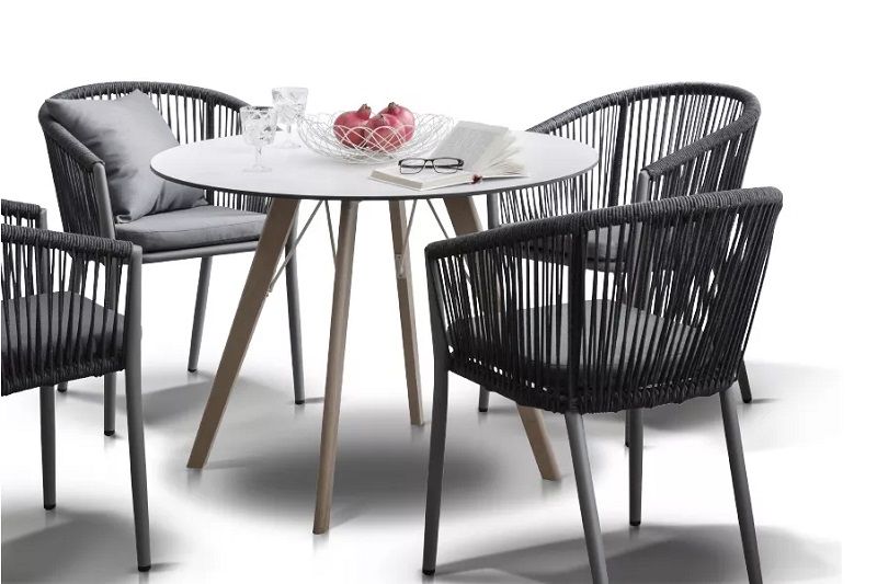 Обеденная группа Франческо 4SIS из роупа (веревки), цвет темно-серый фото 1