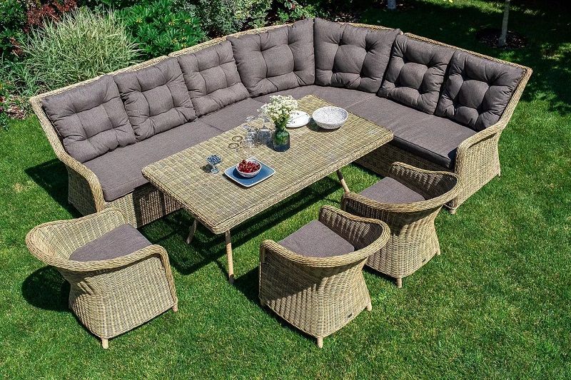 Обеденная группа Базелла 4SIS из искусственного ротанга, цвет соломенный фото 5