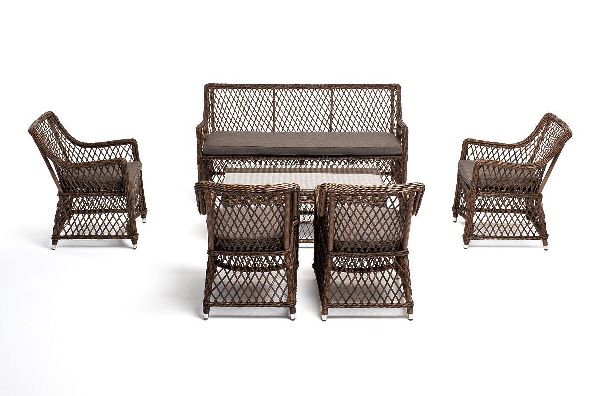 Лаунж-зона Асти 4SIS из искусственного ротанга, цвет коричневый 6 персон фото 5