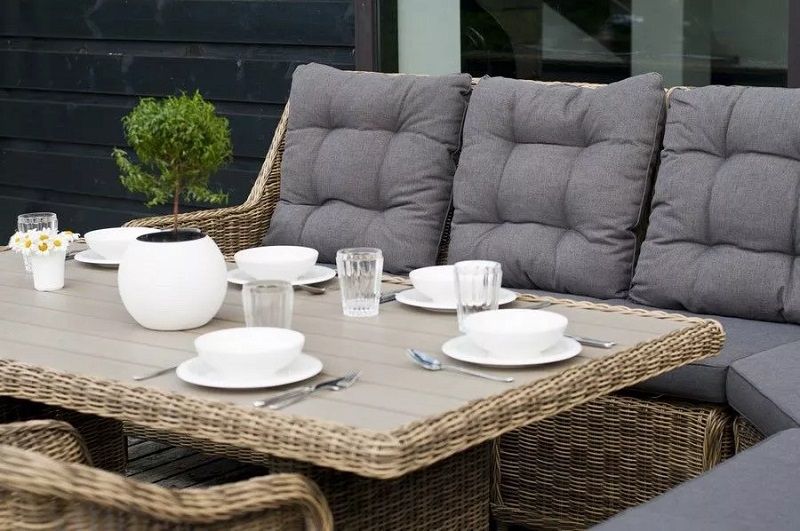 Правый модуль дивана Бергамо 4SIS из искусственного ротанга, цвет соломенный фото 6