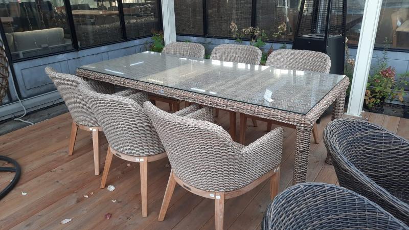 Комплект обеденной мебели Ontario-Catherine Brafritid коричневый/бежевый, тик/искусственный ротанг фото 3