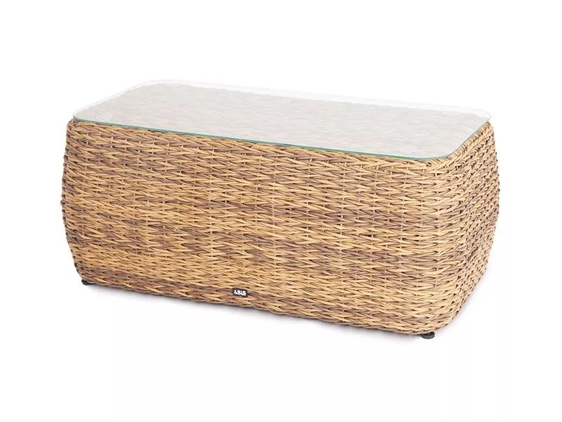 Журнальный столик Кальяри 4SIS из искусственного ротанга (гиацинт), цвет соломенный фото 1