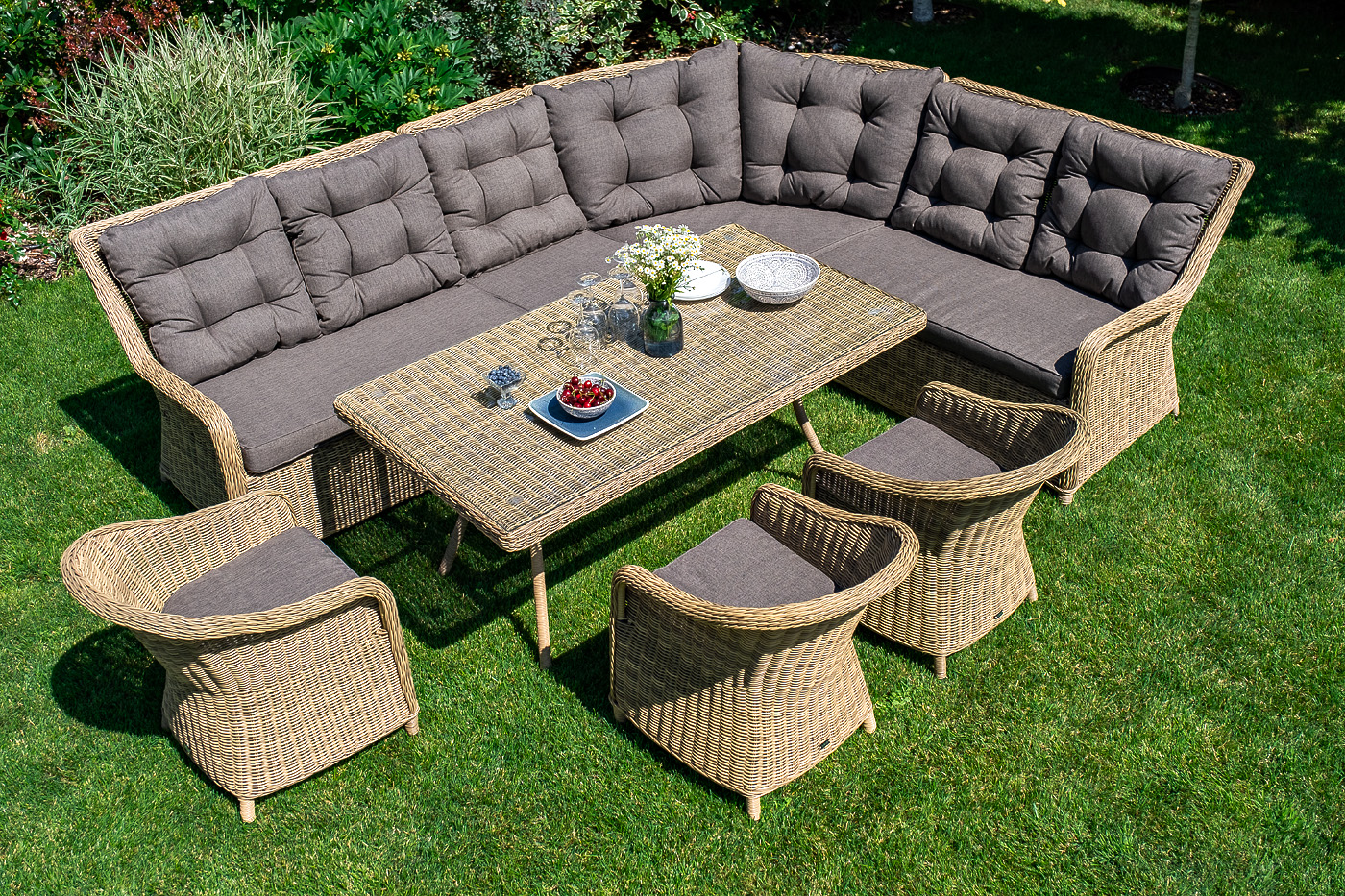 Латте плетеный стол из искусственного ротанга 160х90см, цвет соломенный фото 6