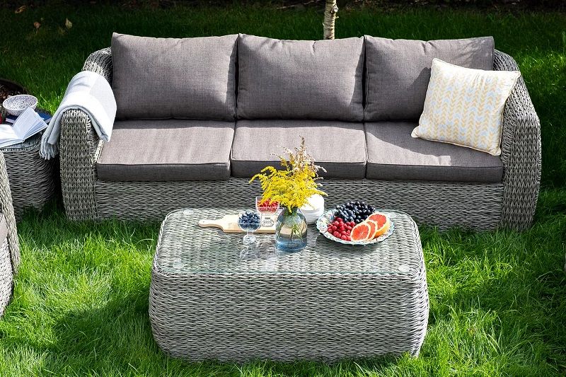 Журнальный столик Кальяри 4SIS из искусственного ротанга (гиацинт), цвет серый фото 6