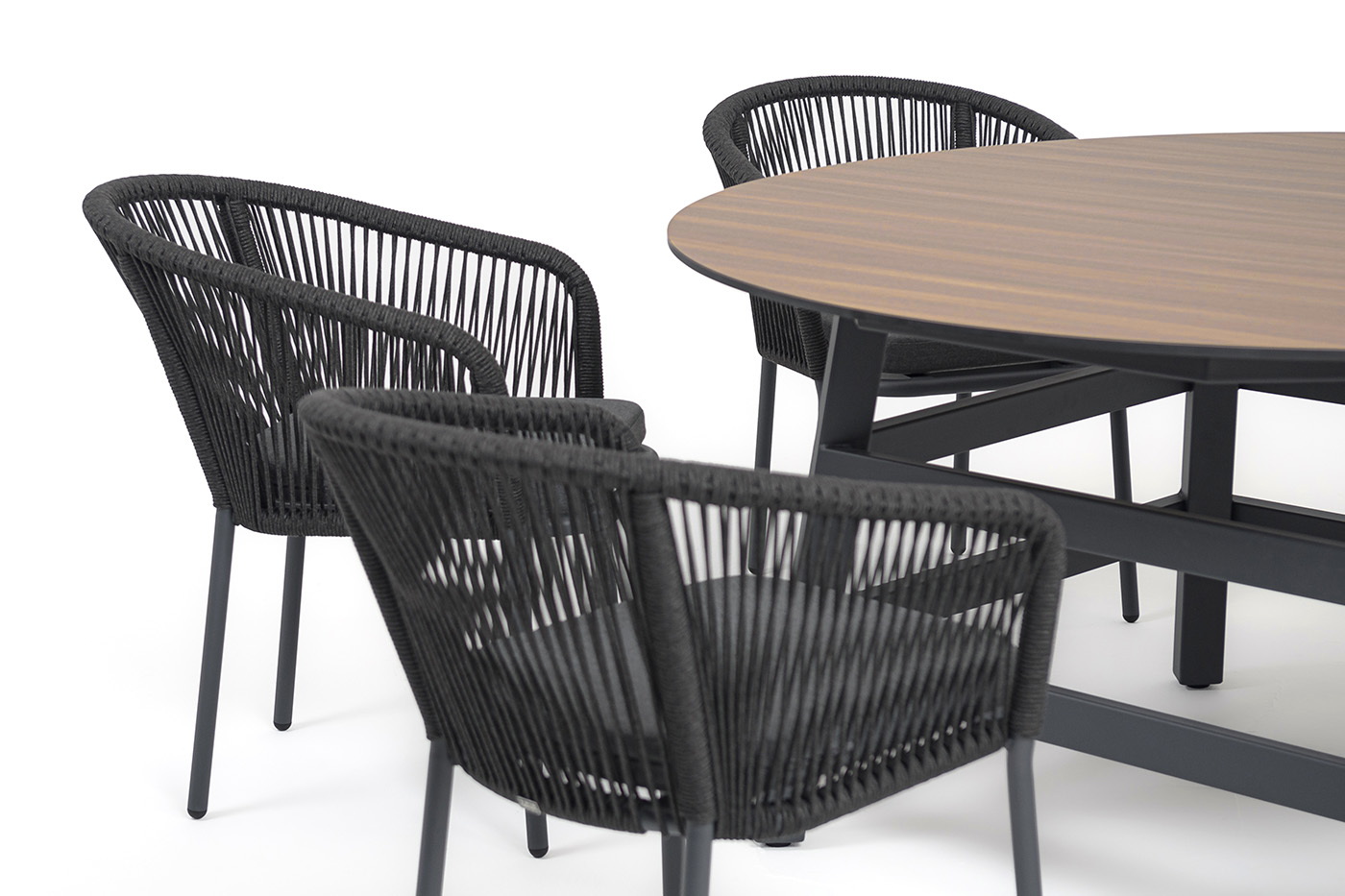 Рио обеденная группа на 6 персон, стол HPL дуб, цвет темно-серый фото 3