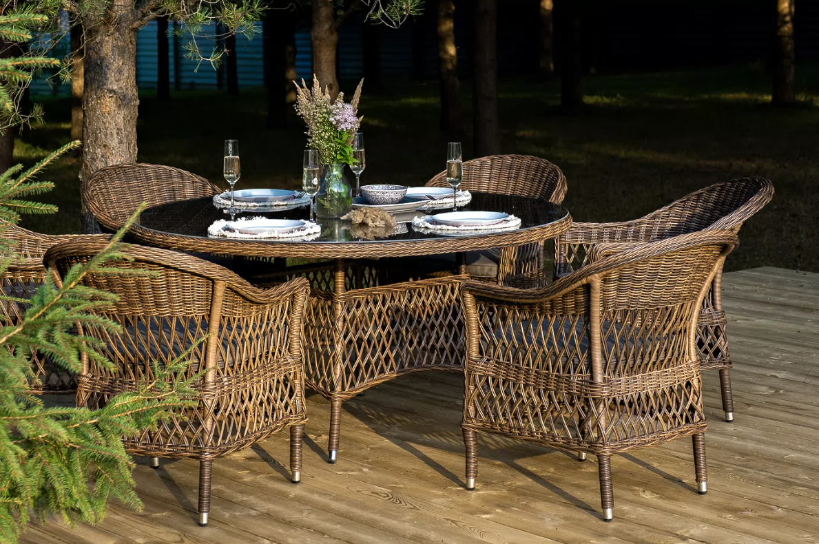 Обеденная Эспрессо–150 S 4SIS группа плетеная, цвет коричневый фото 5