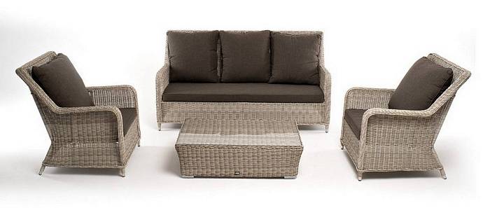 Лаунж-Зона Гляссе 4SIS из искусственного ротанга, цвет бежевый фото 2