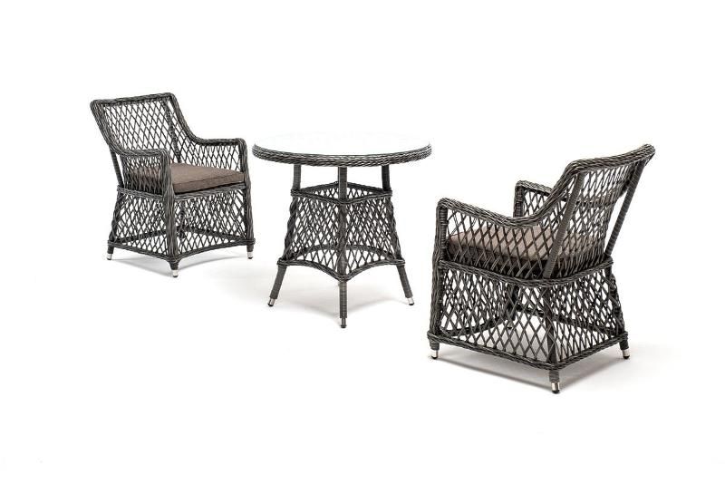 Обеденная группа Эспрессо-80 L 4SIS из искусственного ротанга, цвет графит фото 1