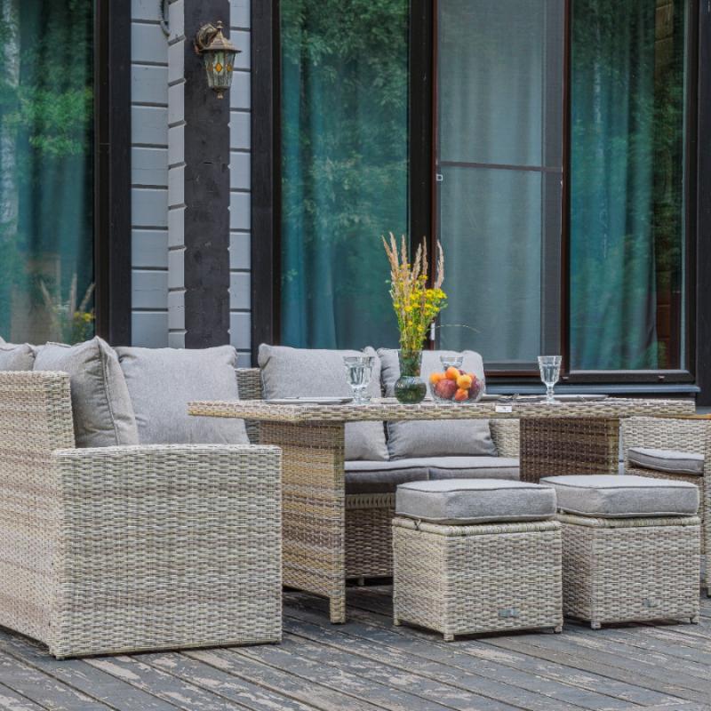 Угловой комплект Zorro Wood Royal Family из искусственного ротанга, цвет бежевый фото 4