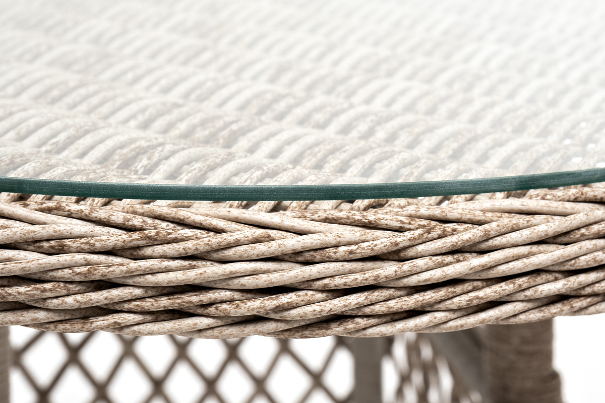 Эспрессо плетеный круглый стол, диаметр 80 см, цвет бежевый фото 6