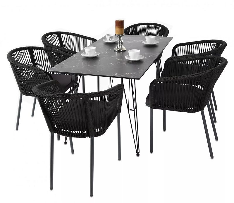 Обеденная группа Милан 4SIS из роупа (веревки), цвет темный фото 1