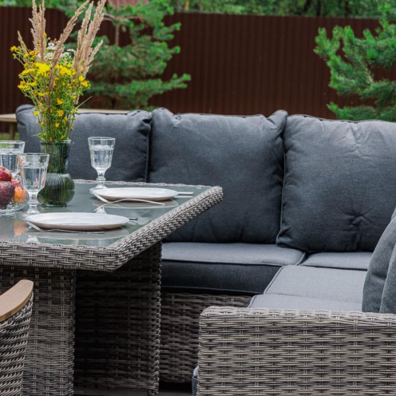 Угловой комплект Zorro Wood Royal Family из искусственного ротанга, цвет серый фото 9
