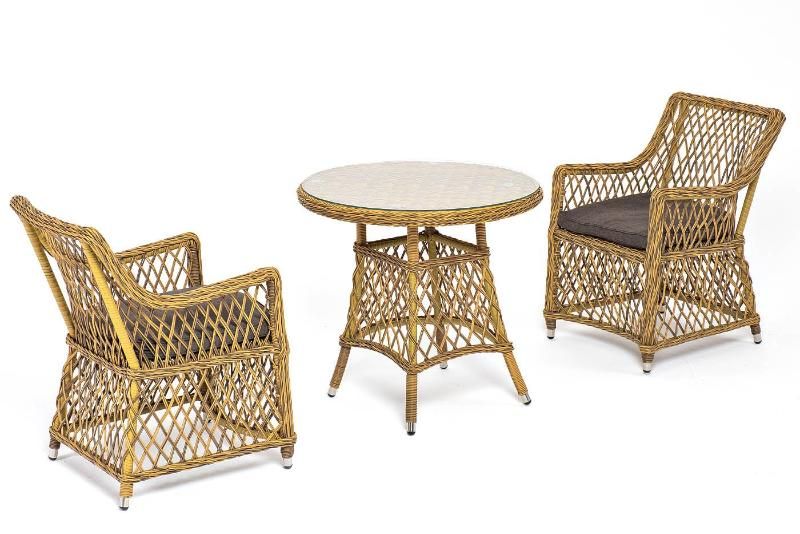 Обеденная группа Эспрессо-80 L 4SIS из искусственного ротанга, цвет соломенный фото 4