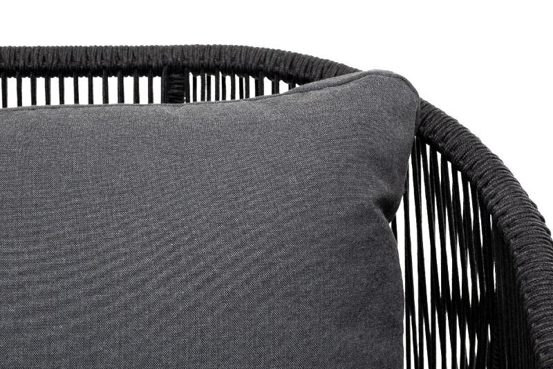 Диван трехместный Милан 4SIS из роупа (веревки), каркас алюминий темно-серый (RAL7024), роуп темно-серый круглый, ткань темно-серая фото 6