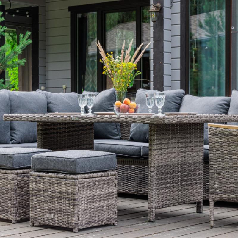 Угловой комплект Zorro Wood Royal Family из искусственного ротанга, цвет серый фото 2