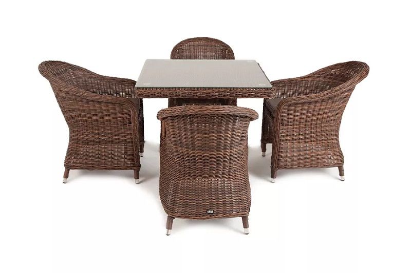 Обеденная группа Фредо 4SIS из искусственного ротанга, цвет коричневый фото 2