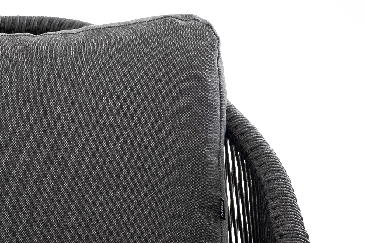 Верона диван 3-местный плетеный из роупа, каркас алюминий темно-серый (RAL7024) муар, роуп темно-серый круглый, ткань темно-серая 027 фото 7