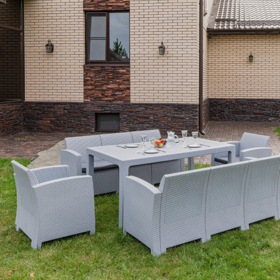Обеденный комплект Grand Lana Dining XL Royal Family из пластика, цвет светло-серый фото 2