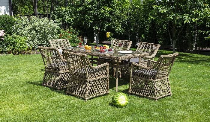 Обеденная Латте 4SIS группа плетеная, цвет соломенный фото 1