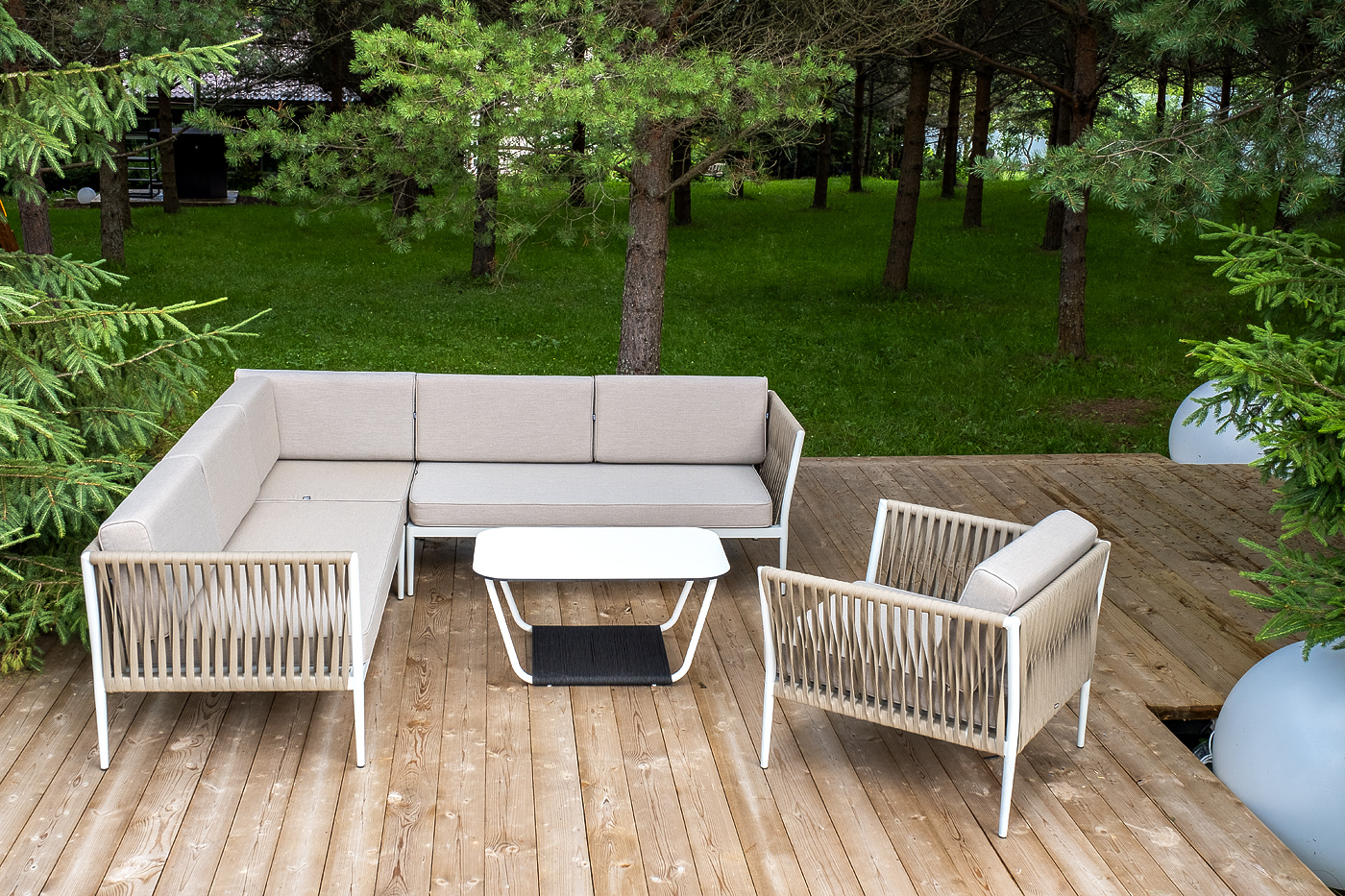 Касабланка модульная лаунж-зона из роупа (веревки), каркас из алюминия фото 3