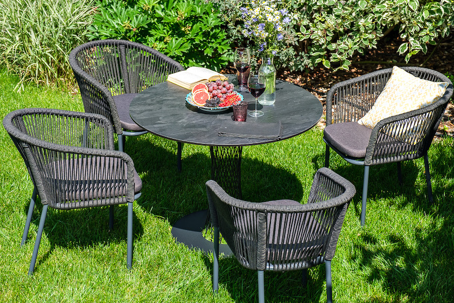 Диего обеденная группа на 4 персоны со стульями Марсель, столешница серый гранит фото 3