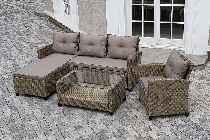 Лаунж-Зона Атланта 4SIS из искусственного ротанга, цвет соломенный фото 1