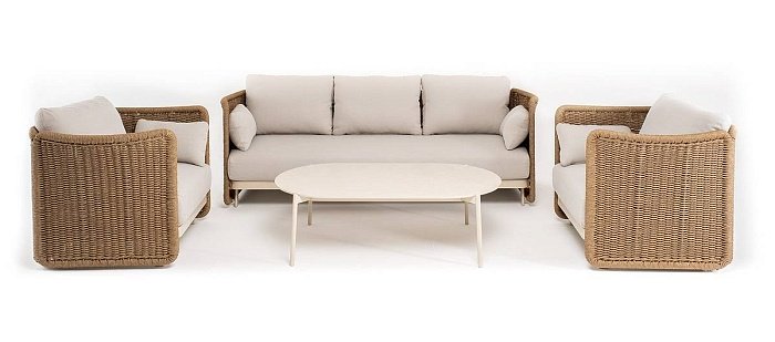 Лаунж-Зона Аликанте 4SIS из искусственного ротанга, цвет соломенный фото 2