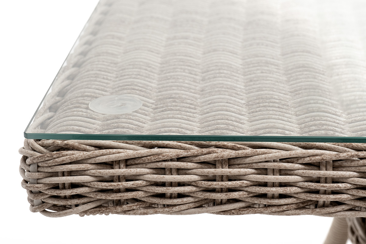 Латте плетеный стол из искусственного ротанга 200х90см, цвет бежевый фото 6