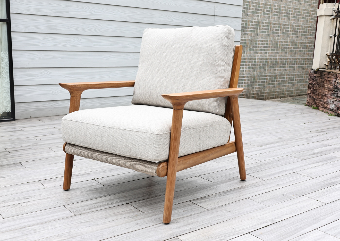 Копенгаген лаунж-зона 5-местная плетеная из роупа, каркас тик, цвет бежевый фото 5