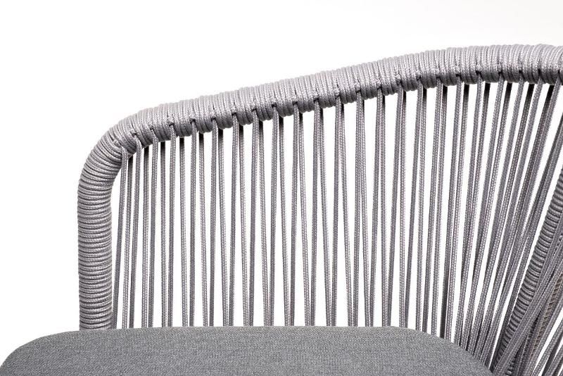 Обеденная группа Малага 4SIS на 6 персон со стульями "Марсель", каркас белый, роуп светло-серый фото 7