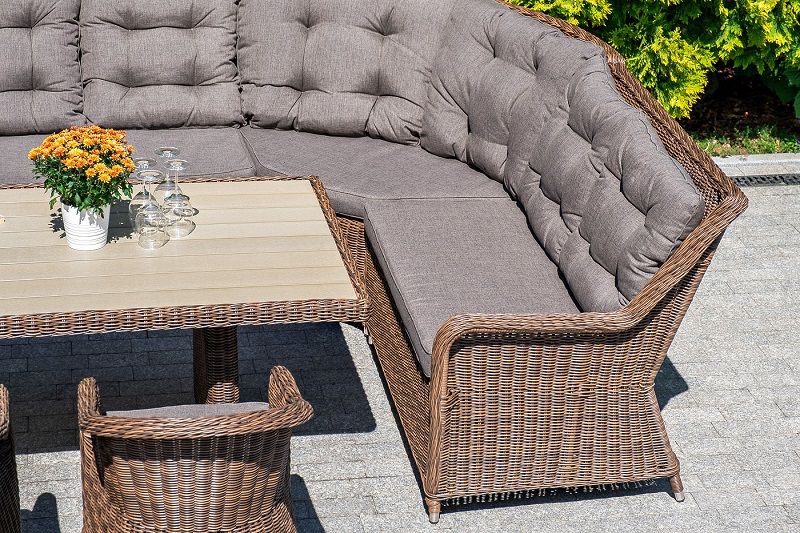 Левый модуль дивана Бергамо 4SIS из искусственного ротанга, цвет коричневый фото 7