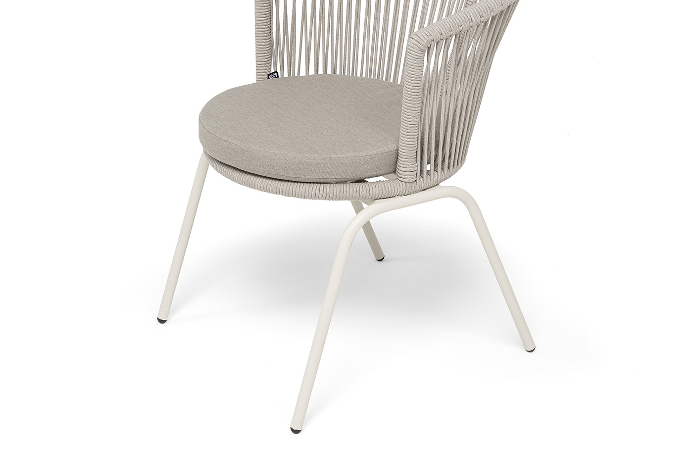 Люксембург стул плетеный из роупа, каркас из стали (RAL1013) муар, роуп бежевый круглый, ткань бежевая 15052 фото 6