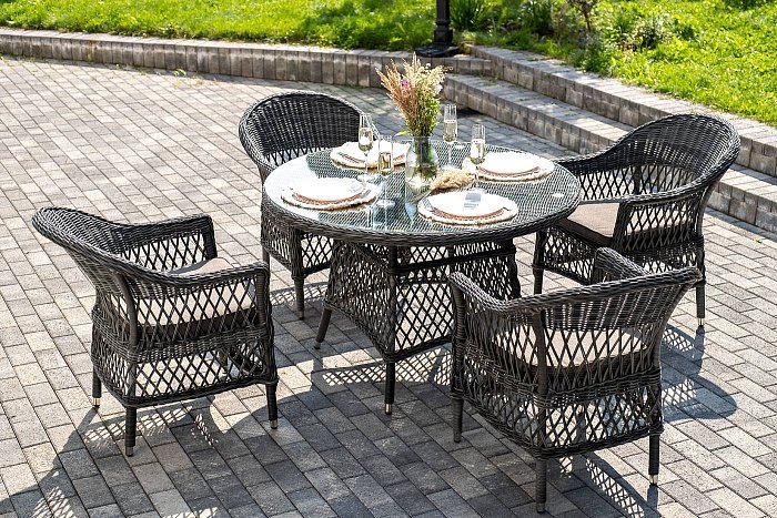 Обеденная Дольче 4SIS группа из искусственного ротанга, цвет графит фото 1