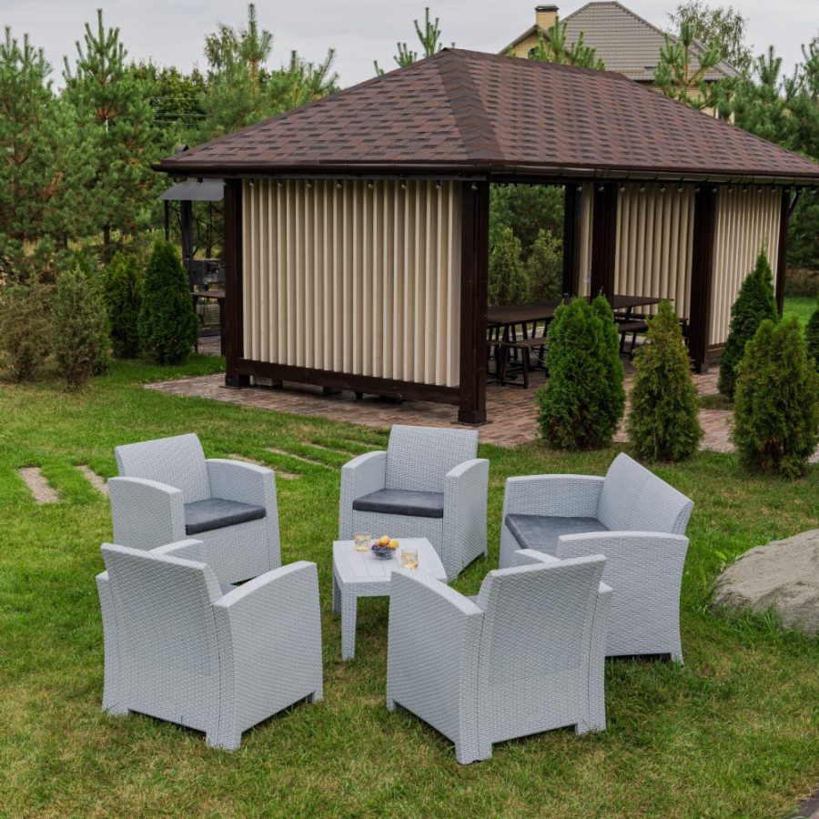 Обеденный комплект Lana L Royal Family из пластика, цвет светло-серый фото 2