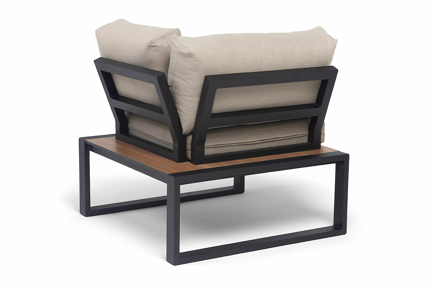 Тулон угловой модуль, каркас алюминий, HPL дуб, черный муар, ткань бежевая 15052 фото 6