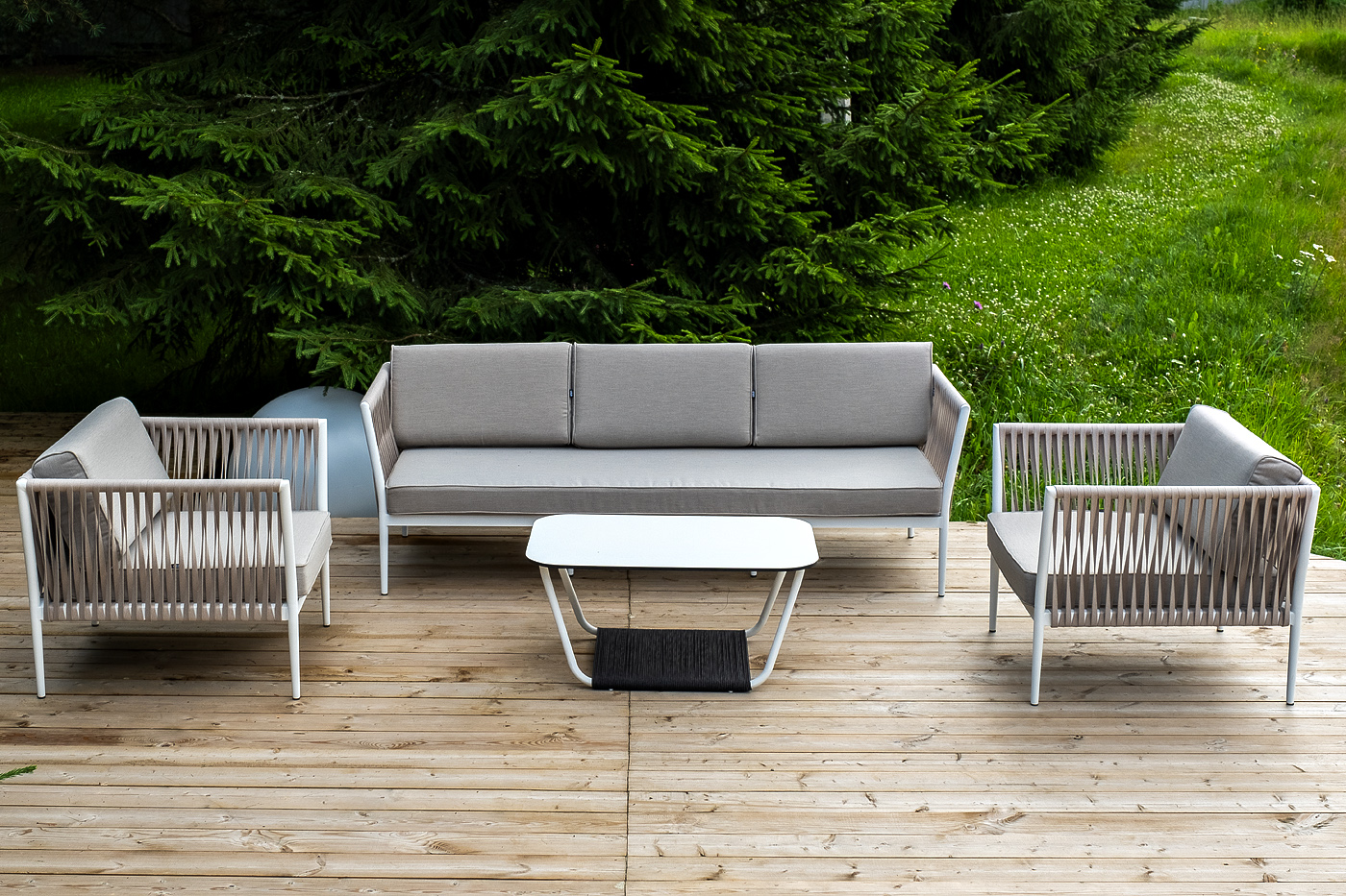 Касабланка лаунж-зона плетеная из роупа 5-местная, цвет бежевый фото 1