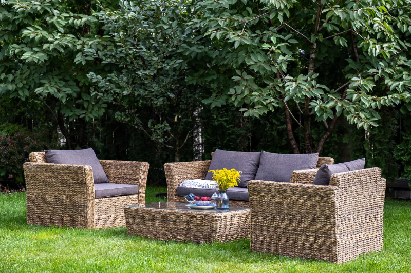 Лаунж-зона Капучино Сингл 4SIS из искусственного ротанга (гиацинт), цвет соломенный фото 1