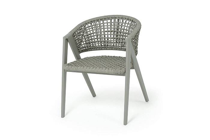 Стул Амстердам 4SIS плетеный из роупа, каркас алюминий, роуп серый круглый фото 1