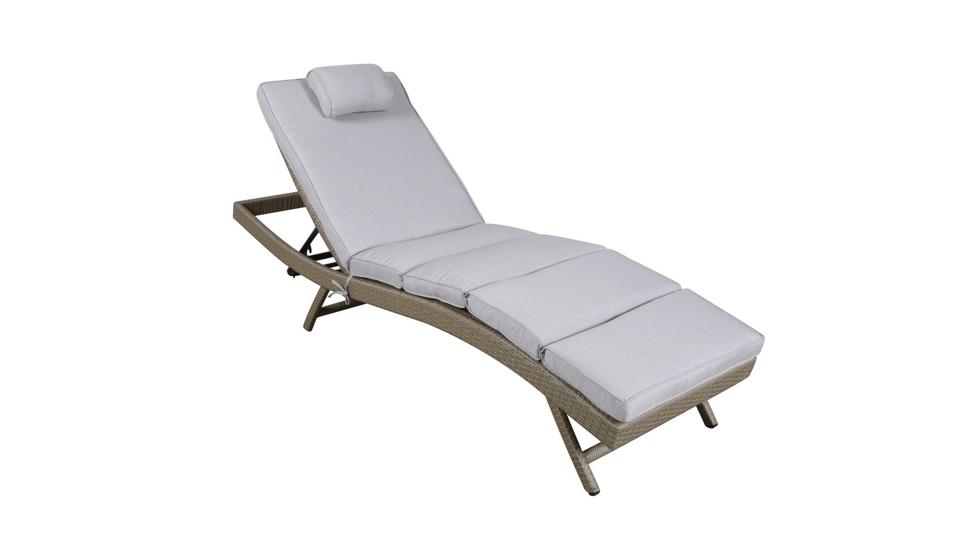 Лиссабон шезлонг из искусственного ротанга, цвет соломенный фото 1